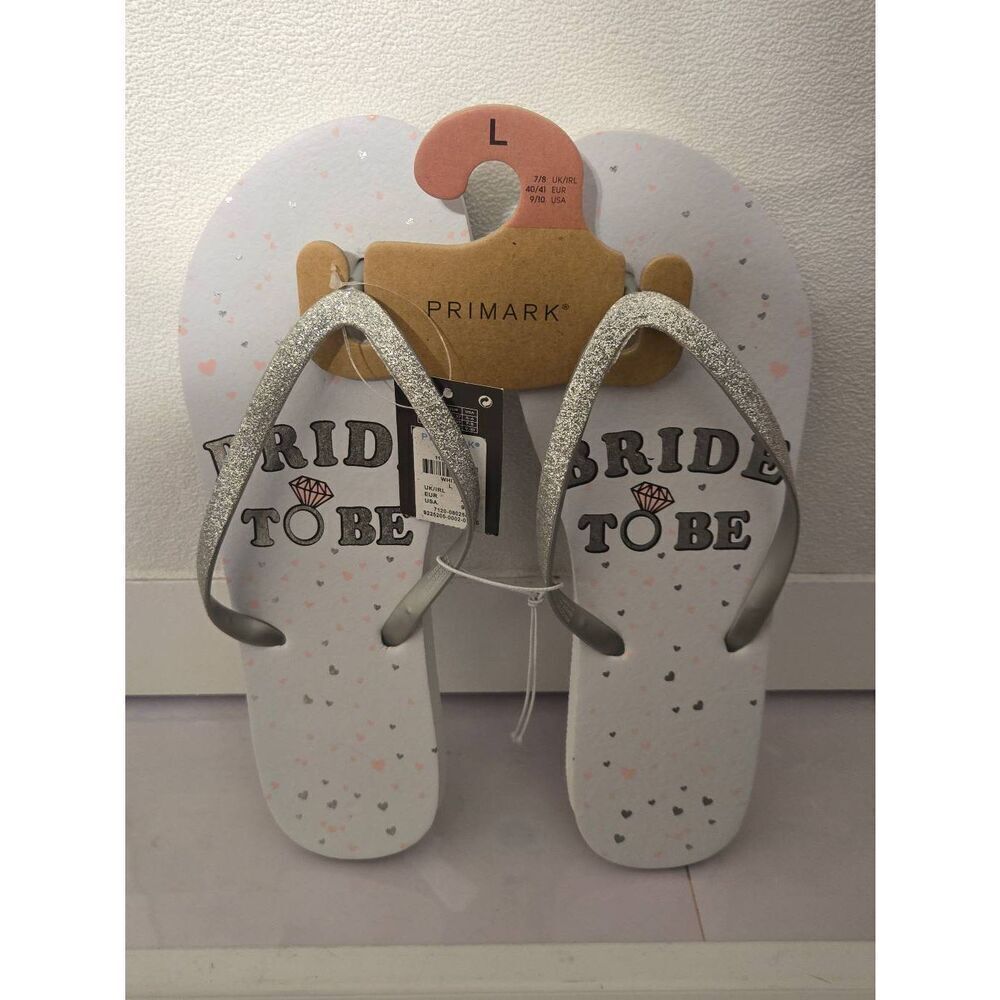 Primark Women's Size L (9/10) Bride To Be Flip Flops